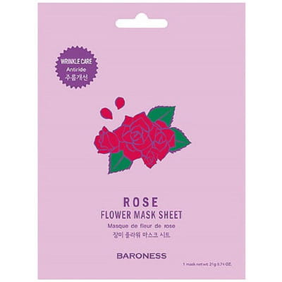 Маска для лица BARONESS (Баронесс) тканевая с экстрактом цветов роз 25 мл