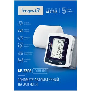 Измеритель (тонометр) артериального давления LONGEVITA (Лонгевита) модель BP-2206 автоматический