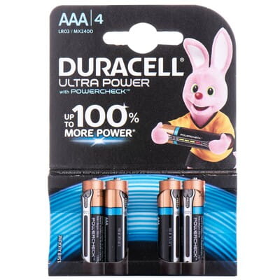 Батарейки DURACELL (Дюрасель) UltraPower (УльтраПавер) AAA алкалінові 1,5V LR03 4 шт