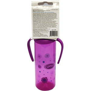 Бутылочка для кормления LINDO (Линдо) артикул LI 139 цветная с ручками и силиконовой соской 250 мл