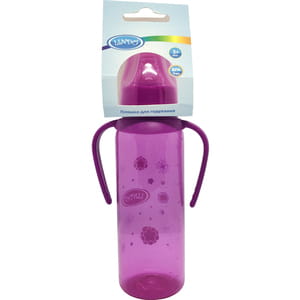 Бутылочка для кормления LINDO (Линдо) артикул LI 139 цветная с ручками и силиконовой соской 250 мл