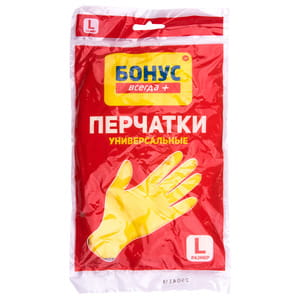 Перчатки резиновые БОНУС универсальные размер L 1 пара