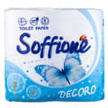 Папір туалетний SOFFIONE (Софіон) Decoro двошаровий біло-блакитний 4 рулони