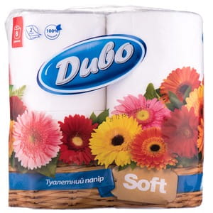 Бумага туалетная ДИВО Soft двухслойная белая 8 рулонов