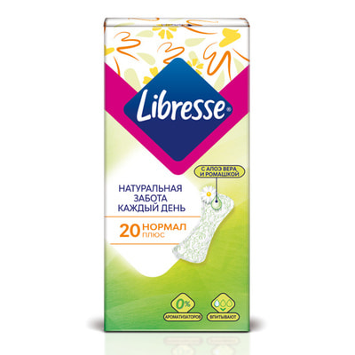 Прокладки ежедневные женские LIBRESSE (Либресс) Natural Care (Нейчерал кеа) Нормал 20 шт