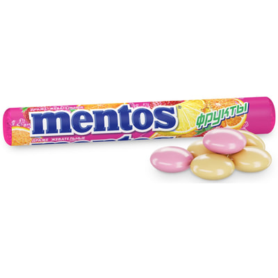 Драже жевательные MENTOS (Ментос) Фруктовый вкус 37 г