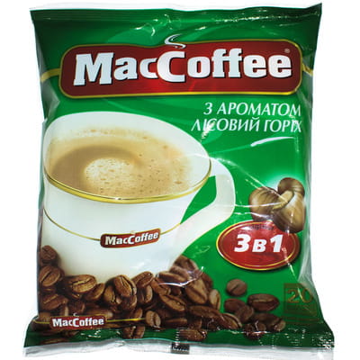 Напиток кофейный MACCOFFEE (Маккофе) 3 в 1 с ароматом лесной орех пакетик 18 г 20 шт