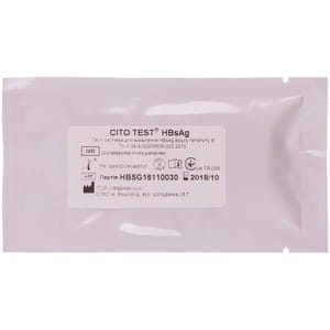 Тест CITO TEST (Сито Тест) HBsAg для определения вируса гепатита В в цельной крови, сыворотке и плазме (пороговый уровень-1нг/мл) 1 шт