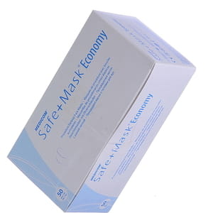 Маска медична процедурна з вушними петлями Safe+mask Economy (Сейф+маск Економ) блакитна 50 шт