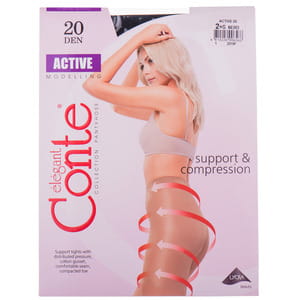 Колготки женские CONTE Elegant (Конте элегант) ACTIVE 20 den, размер 2, цвет Nero