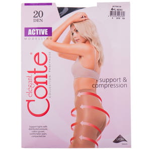 Колготки женские CONTE Elegant (Конте элегант) ACTIVE 20 den, размер 4, цвет Nero