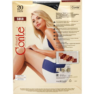 Колготки женские CONTE Elegant (Конте элегант) SOLO 20 den, размер 2, цвет Nero