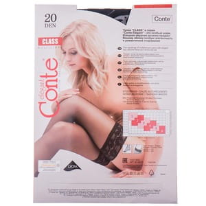 Чулки женские CONTE Elegant (Конте элегант) CLASS 20 den, размер 3-4, цвет Nero