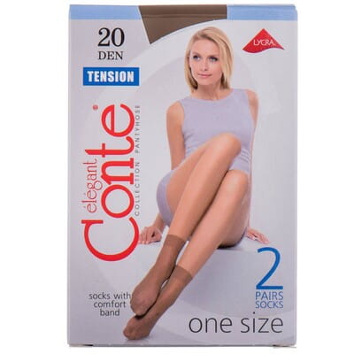 Носки женские CONTE Elegant (Конте элегант) TENSION 20 den, размер 23-25, цвет Bronz, 2 пары