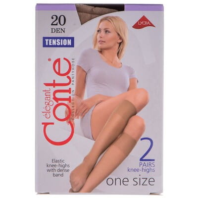 Гольфи жіночі CONTE Elegant (Конте елегант) TENSION 20 den, розмір 23-25, колір Natural, 2 пари