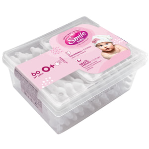 Ватные палочки детские SMILE (Смайл) с ограничителем в квадратной коробке 60 шт