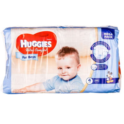 Подгузники для детей HUGGIES (Хаггис) Ultra Comfort Mega (Ультра комфорт мега) 4 для мальчиков 66 шт