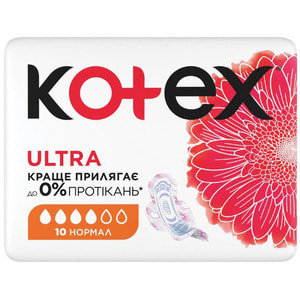 Прокладки гігієнічні жіночі KOTEX (Котекс) Ultra Dry Normal (ультра драй нормал) 10 шт