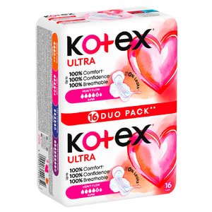 Прокладки гигиенические женские KOTEX (Котекс) Ultra Dry Super Duo (Ультра Драй Супер) 16 шт