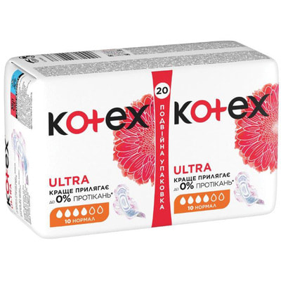 Прокладки гігієнічні жіночі KOTEX (Котекс) Ultra Dry Normal Duo (Ультра Драй Нормал Дуо) 20 шт