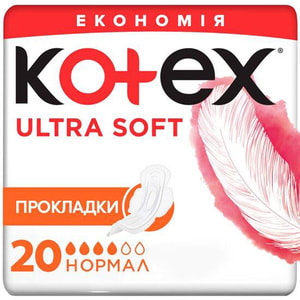 Прокладки гигиенические женские KOTEX (Котекс) Ultra Soft Normal Duo (Ультра софт нормал дуо) 20 шт