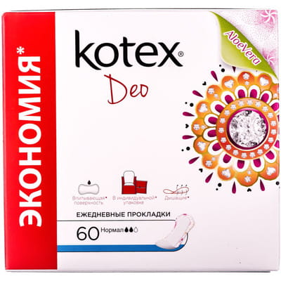 Прокладки щоденні жіночі KOTEX (Котекс) Normal Deo (Нормал део) 60 шт