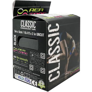 Бинт медицинский эластичный кинезиологический тейп REA TAPE (Рай Тейп) классический цвет черный размер 5м х 5см 1 шт