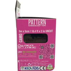 Бинт медицинский эластичный кинезиологический тейп REA TAPE (Рай Тейп) узор милитари размер 5м х 5см 1 шт