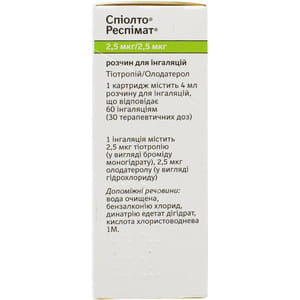 Спиолто Респимат р-р д/инг. 2,5мкг/2,5мкг картр. 4мл (60инг.+1инг. Респимат) №1 Медикард