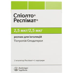 Спиолто Респимат р-р д/инг. 2,5мкг/2,5мкг картр. 4мл (60инг.+1инг. Респимат) №1 Медикард