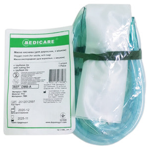 Маска кислородная для взрослых с мешком 1 шт