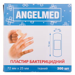 Пластир бактерицидний Family Plast (Фемелі Пласт) Angelmed (АнгелМед) на тканинній основі 25мм х 72мм 300 шт
