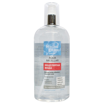 Вода міцелярна HIRUDO DERM (Гірудо дерм) Extra Dry Aqua Micellar (Екстра драй аква міцеляр) очищуюча 500 мл