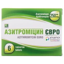 Азитроміцин Євро табл. в/о 250 мг №6