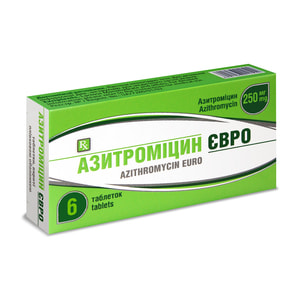 Азитроміцин Євро табл. в/о 250 мг №6