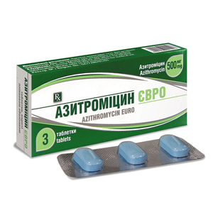Азитроміцин Євро табл. в/о 500 мг №3
