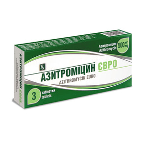 Азитроміцин Євро табл. в/о 500 мг №3