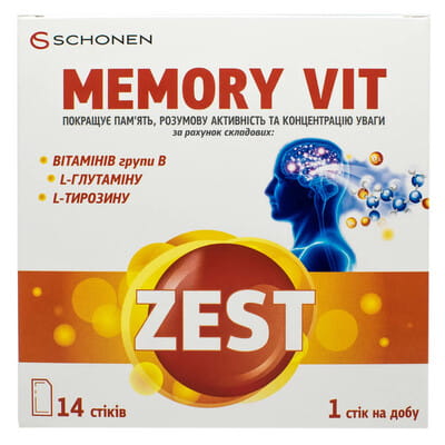 Витамины ZEST (Зест) Memory Vit (Мемори Віт) в стиках 14 шт