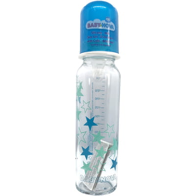 Пляшечка для годування BABY-NOVA (Бебі нова) Декор скляна для хлопчика колір в асортименті 250 мл
