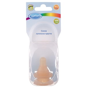 Соска латексна LINDO (Ліндо) артикул Pk 041/2M кругла у контейнері M 2 шт