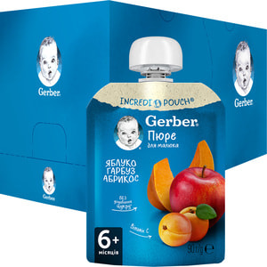 Пюре фруктово-овощное детское NESTLE GERBER (Нестле Гербер) Яблоко, тыква, абрикос с 6-ти месяцев мягкая упаковка 90 г