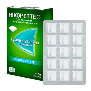 Никоретте зимняя мята жев. резинка 2мг №30