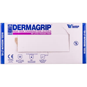 Перчатки медицинские смотровые натуральный латекс нестерильные неприпудренные Dermagrip (Дермагрип) повышеного риска размер M 1 пара