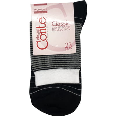 Шкарпетки жіночі CONTE Elegant (Конте елегант) CLASSIC 7C-22CП 058 бавовняні колір чорний розмір (стопа) 23 см 1 пара