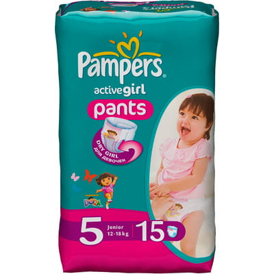 Подгузники-трусики для детей PAMPERS Active (Памперс Актив) Cirl Junior Юниор 5 для девочек от 12 до 18 кг 15 шт