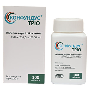 Конфундус Трио табл. п/о 150мг/37,5мг/200мг фл. №100