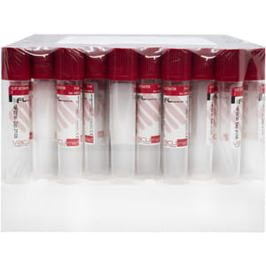 Пробірка вакуумна Vacumed 16 x 100 мм стерильна з активатором згортання для 9 мл крові, з червоною кришкою артикул 44619 100 шт