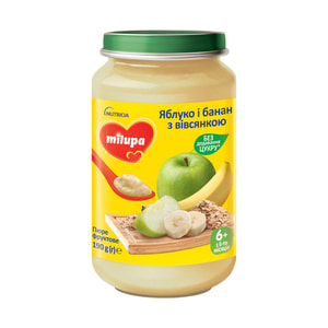 Пюре фруктовое детское Нутриция Milupa (Милупа) Яблоко и банан с овсянкой с 6-ти месяцев 190 г