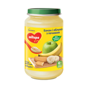 Пюре фруктове дитяче Нутриція Milupa (Мілупа) Банан та яблуко з печивом з 6-ти місяців 190 г