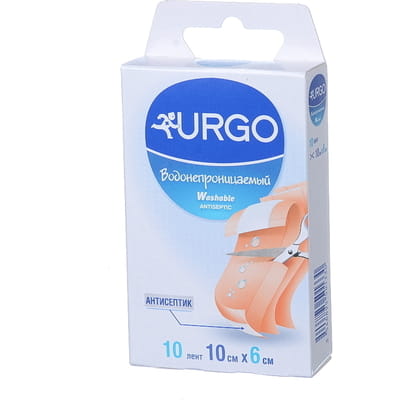 Пластырь URGO (Урго) водонепроницаемый моющийся антисептический лента 1мх6см